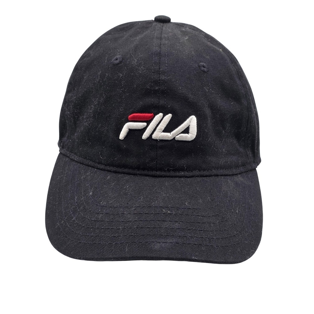 Fila Hat Cap Strap Back Black Cotton Embroidered Logo Mens One Size Casual Hat